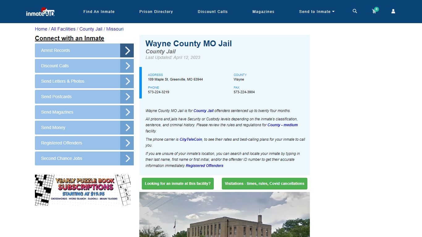 Wayne County MO Jail - Inmate Locator - Greenville, MO