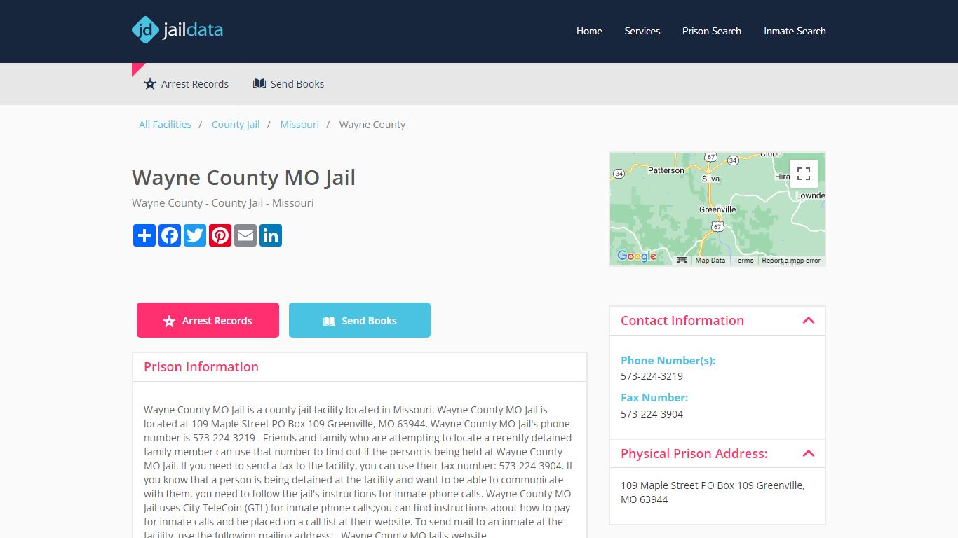Wayne County MO Jail Inmate Search and Prisoner Info - Greenville, MO